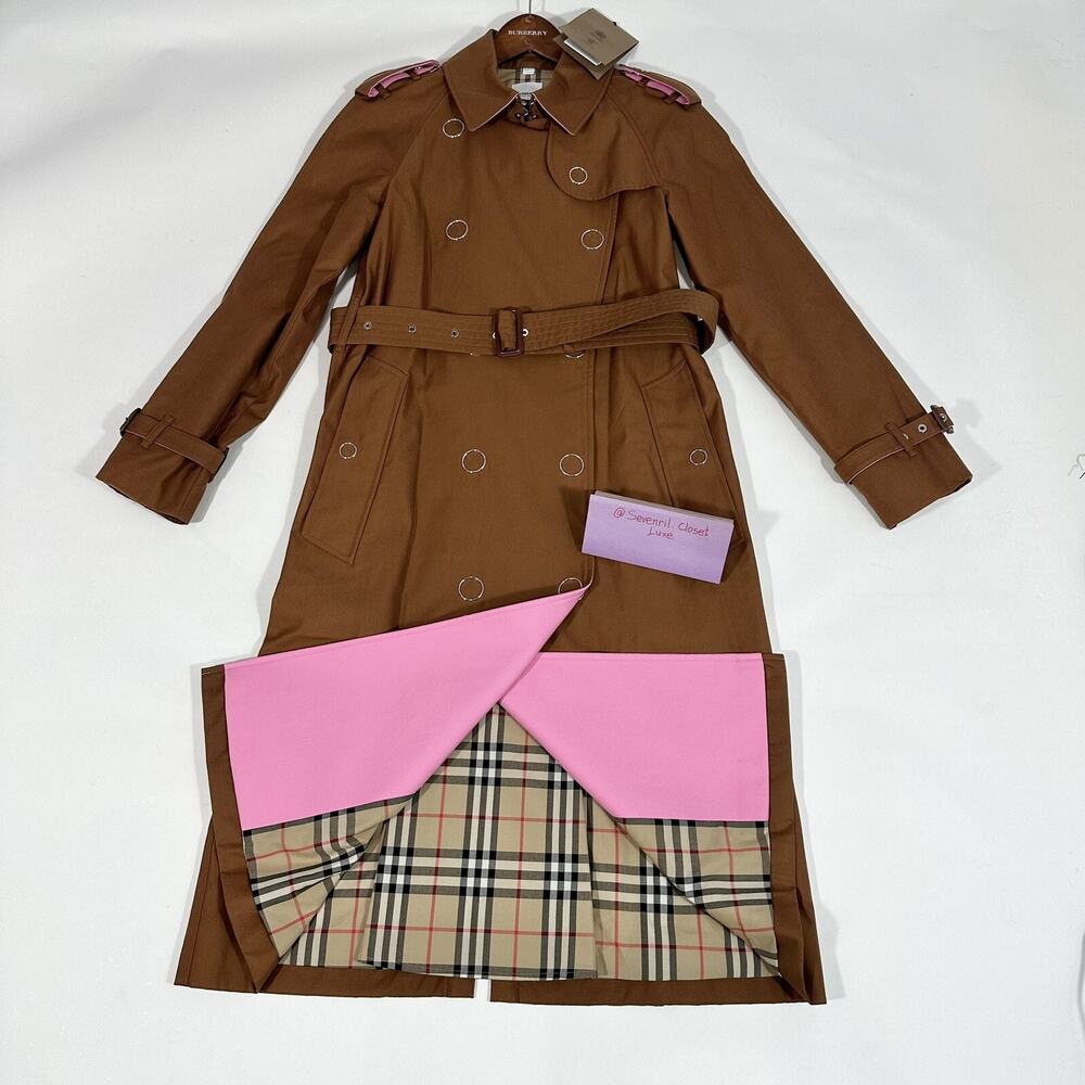 NWT Burberry Wharfbridge Size US 6 Chestnut Brown Gabardine Trench Coat $2,550 - Picture 8 of 15